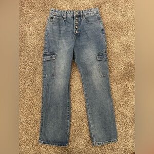 Women’s KanCan Button Fly Straight Leg Cargo Jeans Size 7/27